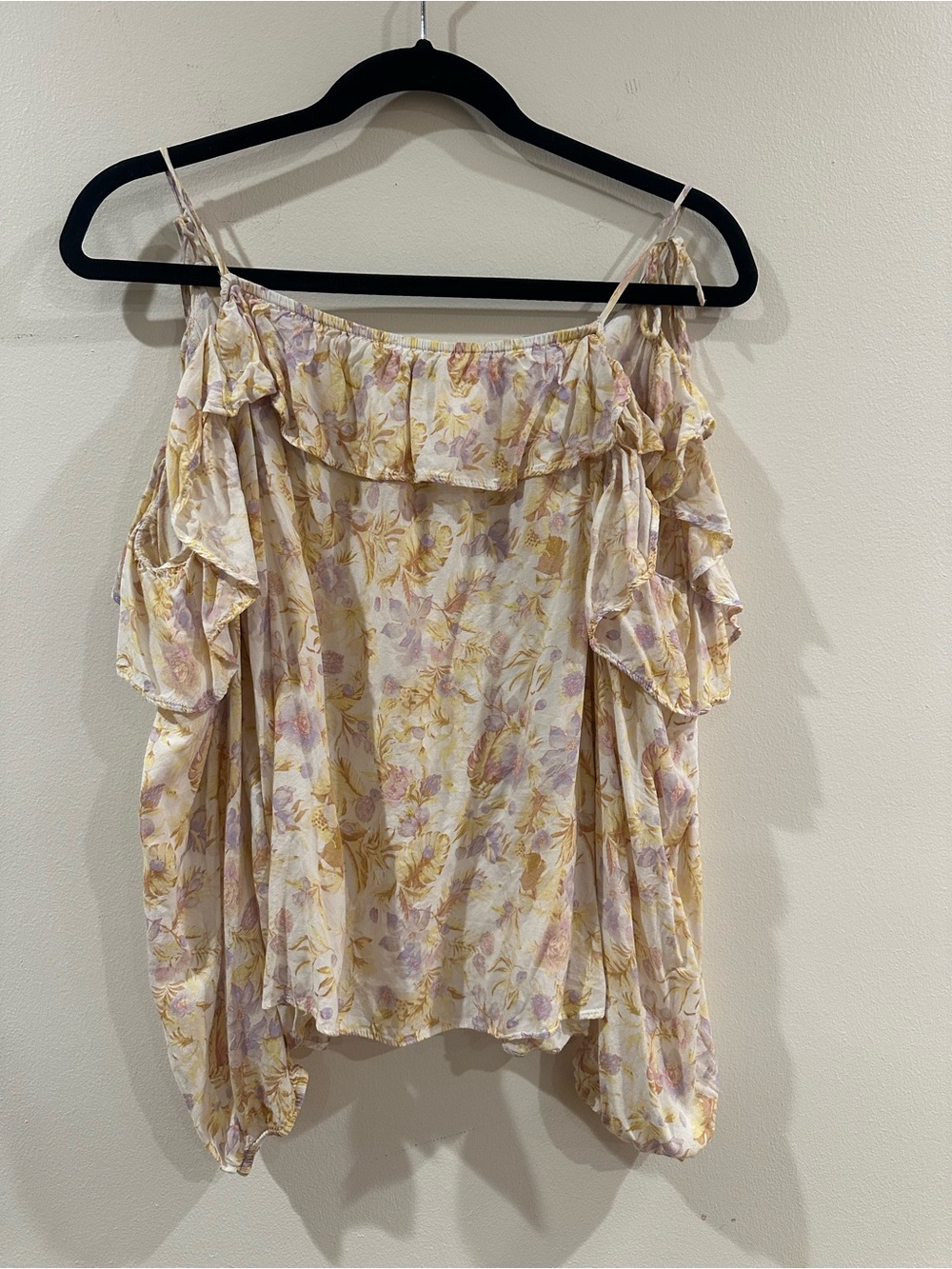 INC International Concepts Floral Off-Shoulder Ruffle Blouse - Yellow & Lavender